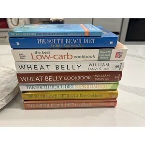 Lot of 8 South Beach Diet Wheat Belly and Low Carb Diet Cookbooks Recipe Books